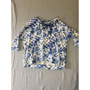 Womens The Sweatshirt Project Sweater Size XL 3/4 Sleeve Blue TieDye Lightweight